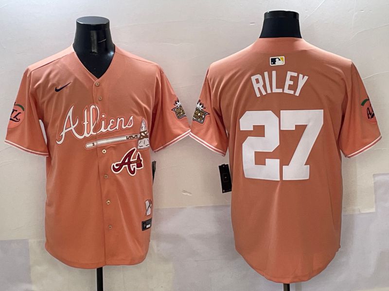 Men Atlanta Braves #27 Riley Orange Five generations Joint Name 2025 Nike MLB Jersey style 9->more jerseys->MLB Jersey